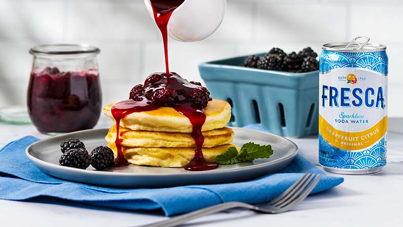 Fluffy Pancakes with Blackberry-Grapefruit Sauce