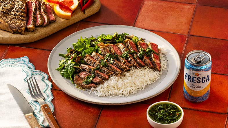 Soy Ginger Steak with Grapefruit Chimichurri